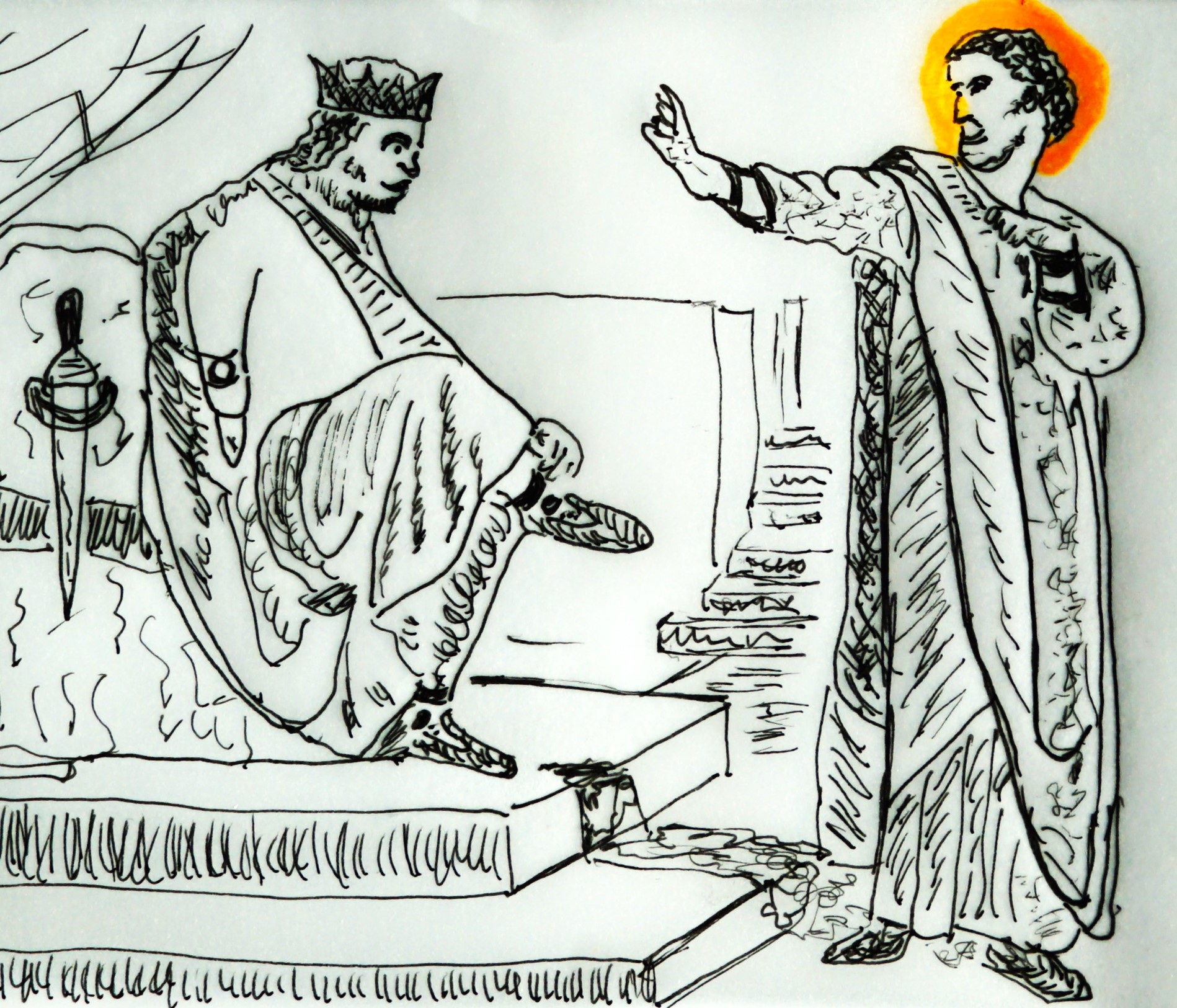 vangile selon saint Jean 18,33-37
En ce temps-l, Pilate appela Jsus et lui dit :  Es-tu le roi des Juifs ?  Jsus lui demanda :  Dis-tu cela de toi-mme, ou bien dautres te lont dit  mon sujet ?  Pilate rpondit :  Est-ce que je suis juif, moi ? Ta nation et les grands prtres tont livr  moi : quas-tu donc fait ?  Jsus dclara :  Ma royaut nest pas de ce monde ; si ma royaut tait de ce monde, jaurais des gardes qui se seraient battus pour que je ne sois pas livr aux Juifs. En fait, ma royaut nest pas dici.  Pilate lui dit :  Alors, tu es roi ?  Jsus rpondit :  Cest toi-mme qui dis que je suis roi. Moi, je suis n, je suis venu dans le monde pour ceci : rendre tmoignage  la vrit. Quiconque appartient  la vrit coute ma voix. 
https://dimancheprochain.org/11147-fete-du-christ-roi-de-lunivers-5/